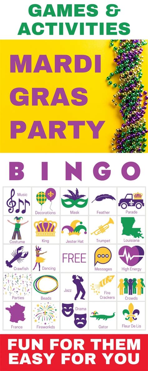 Mardi Gras Party Games - Fun Printable Game For Up To 200