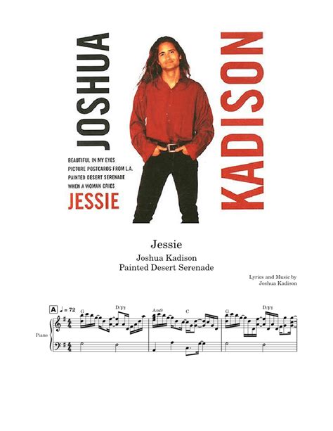 Jessie – Joshua Kadison Sheet music for Piano, Vocals (Piano-Voice ...