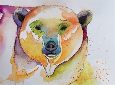 Polar Bear, Watercolor and Ink | Животные