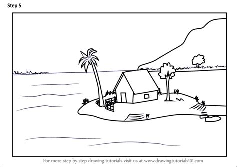 How to Draw an Island Scenery (Other Places) Step by Step | DrawingTutorials101.com