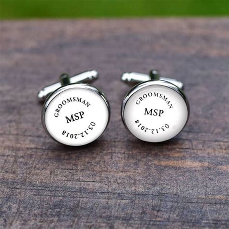 Groomsman cufflinks Custom Name initial and Date cufflink