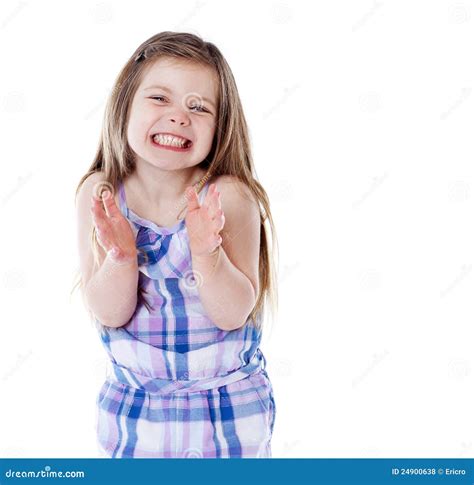 Young Girl Clapping Hands On White Stock Photography | CartoonDealer.com #24900638