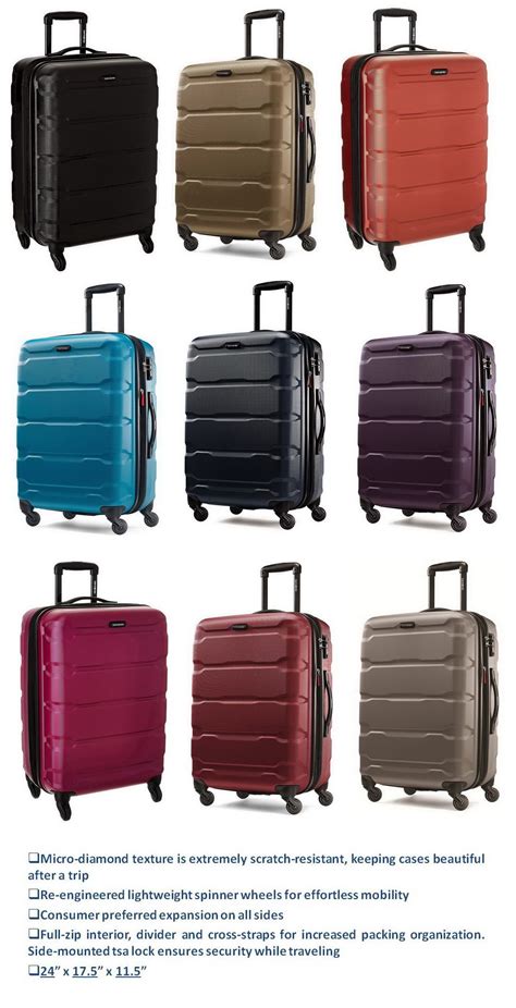 Samsonite Omni PC Hardside Expandable Luggage with Spinner Wheels, Black, Checked-Medium 24-Inch ...