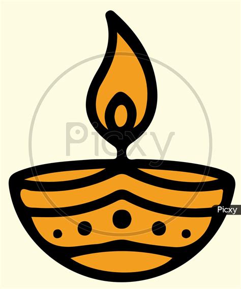 Image of Sketch Of Traditional Handmade Diya Or Oil Lamp Outline ...