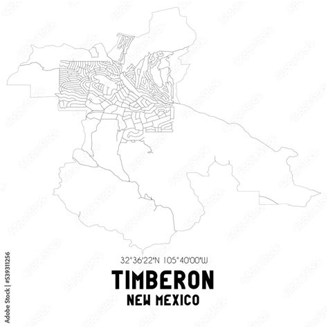 Timberon New Mexico. US street map with black and white lines. Stock ...