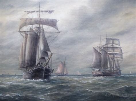 Antiques Atlas - Marine Oil Painting Sailing Ships Seascape