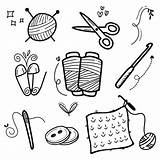 Sewing Drawing Cartoon Seamstress Coloring Line Leishman Pages  sketch template