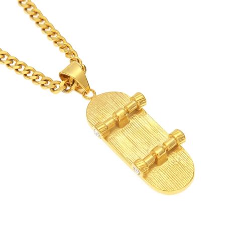 18K Gold Diamond Skateboard - skateboard pendant - gold tech deck ...