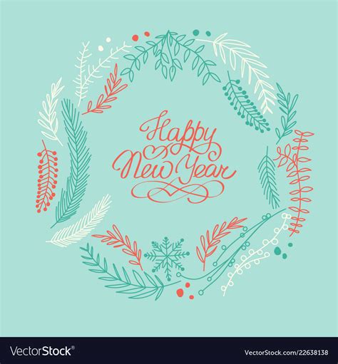 Happy new year greeting frame Royalty Free Vector Image