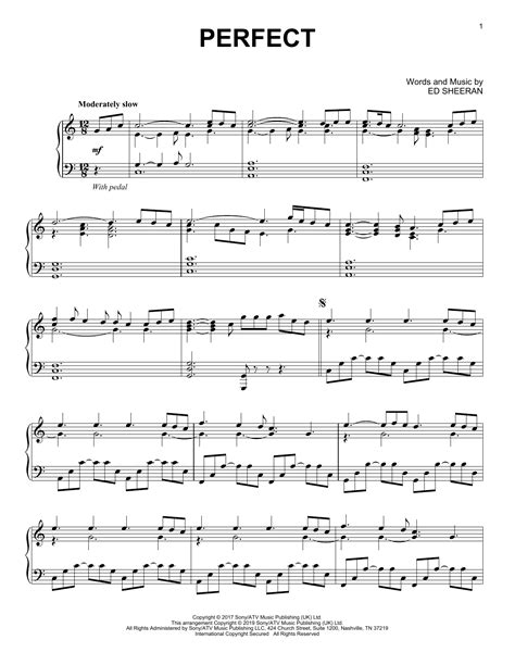 Ed Sheeran Perfect David Pearl) Sheet Music Notes, Chords Download Printable Piano Duet PDF ...