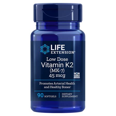 Life Extension Low Dose Vitamin K2 Vitamin K for bone density and cardiovascular support ...