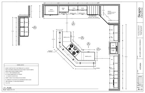 Pin by Skapio Design & Drafting on Shop Drawings | Kitchen floor plan, Kitchen layout plans ...
