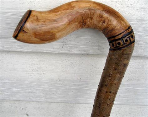 Hand carved Walking Stick Cane, Made of Canadian Maple, One piece stick by F.Levino, 36. inches ...