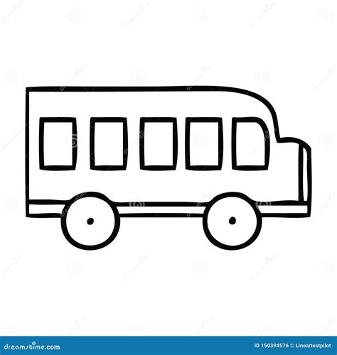 Line Drawing Cartoon of a School Bus Stock Vector - Illustration of ...