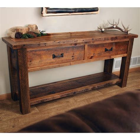 Old Sawmill Timber Frame Sofa Table | Rustic sofa tables, Wood sofa ...