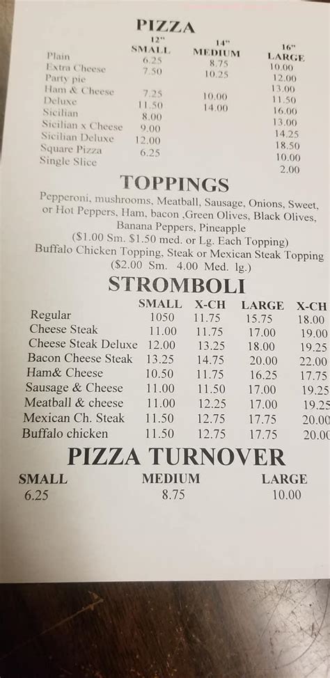 Menu at Little Venice Pizza & Subs pizzeria, Shenandoah