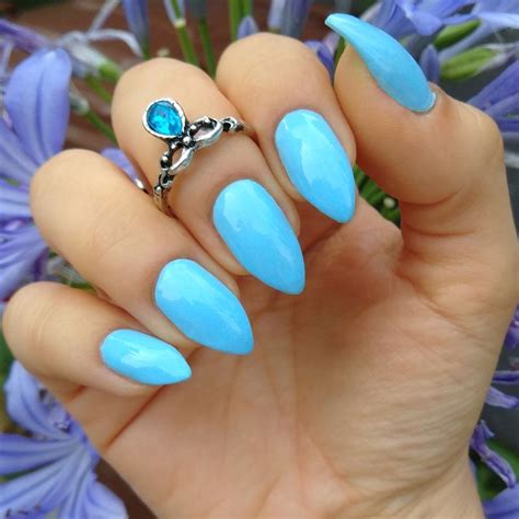 Sky blue nails with nail polish Sky Blue Nails, Sky Nails, Blue Nail ...