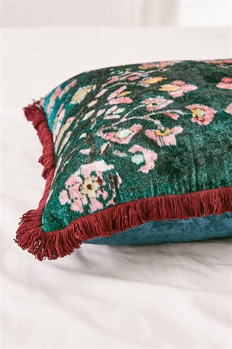 Printed Velvet Fringe Throw Pillow | Urban Outfitters Fringe Throw, Fringe Pillows, Velvet ...