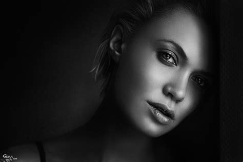 Download Black & White Model Woman Face HD Wallpaper by Georgy Chernyadyev