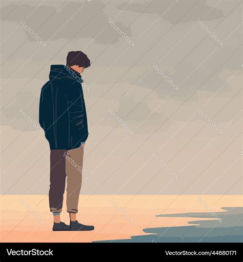 Sad depressed lonely man Royalty Free Vector Image