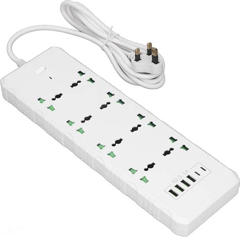 Extension Lead 8 Way Extension Socket 2M, Multi Plug Extension Lead with 4 USB Slots | 2 Type C ...