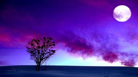 Purple Cloud With Moon During Night Time HD Purple Wallpapers | HD ...