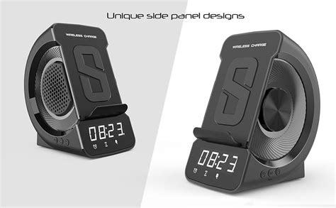 Fast Wireless Charging Station - 4 in 1 Bedside Wireless Charger Radio Alarm Clock with ...