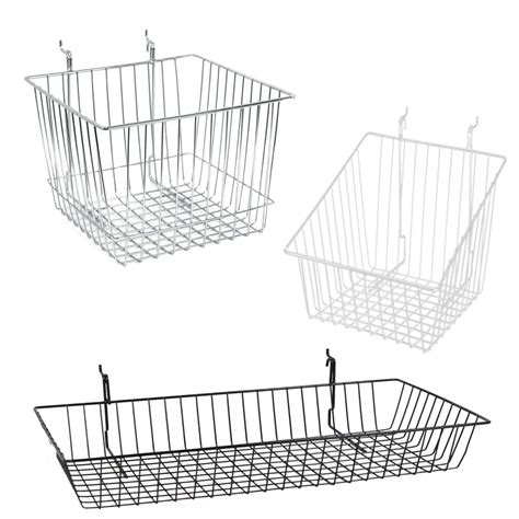 Gridwall Baskets | Black, White & Chrome