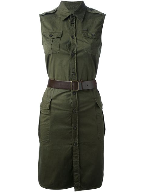 Dsquared² Belted Military Dress in Green | Lyst