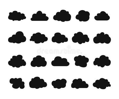 Collection of Vector Clouds. White Background. Vector Illustration ...