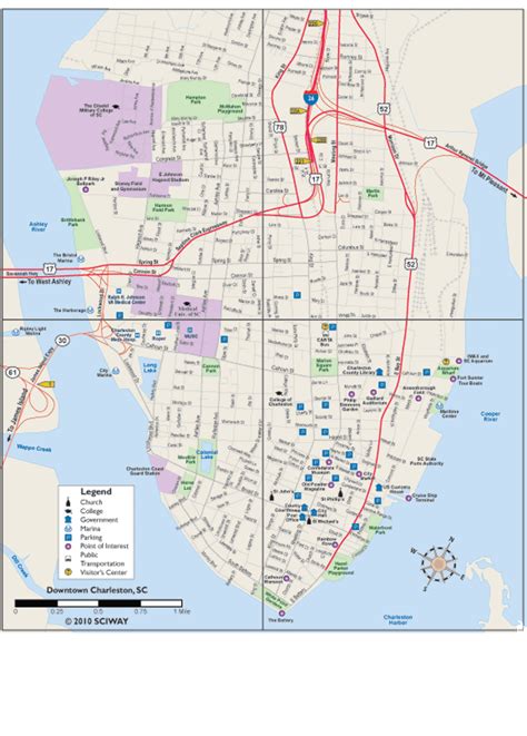 Printable Map of Charleston's Historic Downtown Peninsula - Charleston ...