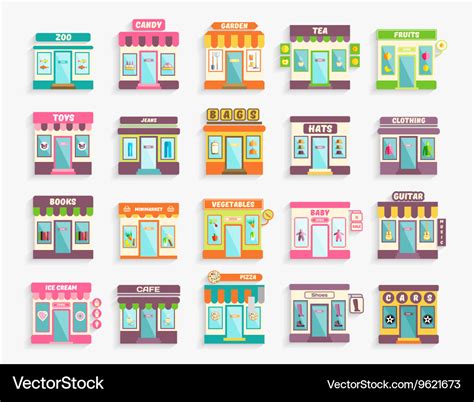 Different stores and shops icons set boutique Vector Image