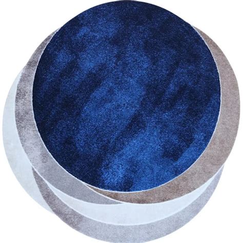 Navy Blue Rug Shaped Geometric Round Carpets for Living Room - Warmly Home