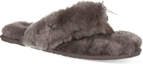 Ugg Fluff Shearling Fur Slide Slipper in Gray (Grey) | Lyst