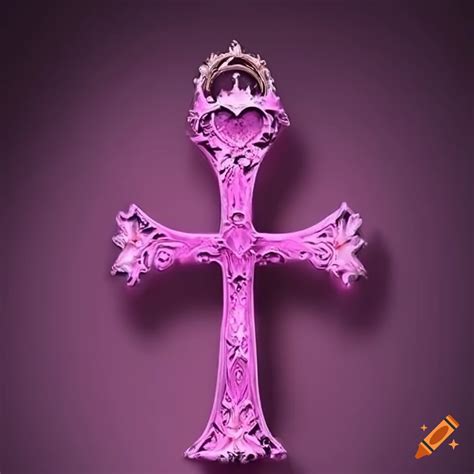 Pink gothic cross pendant on Craiyon