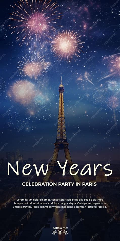 Premium PSD | Eiffel tower on new year39s eve with festive fireworks ...