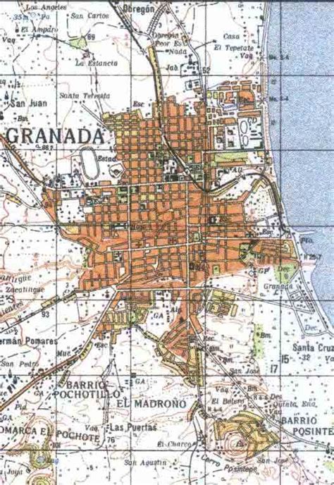 Granada City Topographic Map, Nicaragua