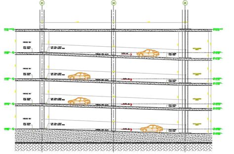 Parking Ramp Slope Basement Section; download free AutoCAD file 4 level basement parking ramp ...