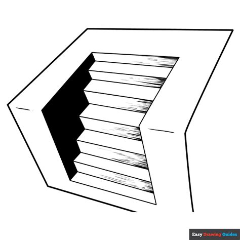 3D Stairs Coloring Page | Easy Drawing Guides