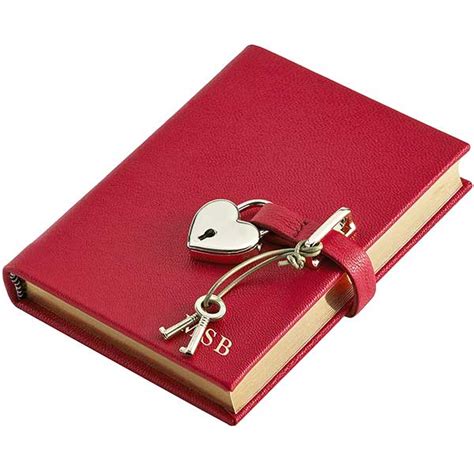 Personalized Hardcover Red Leather Journal with Lock