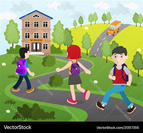 Students going to school Royalty Free Vector Image