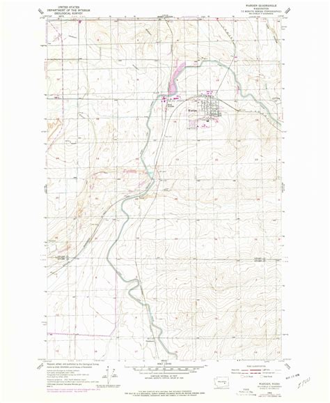 Classic USGS Warden Washington 7.5'x7.5' Topo Map – MyTopo Map Store