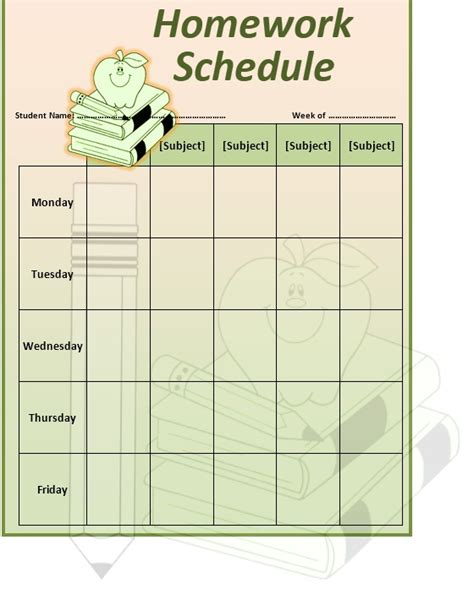 11 Free Homework Schedule Template (MS Word and MS Excel)