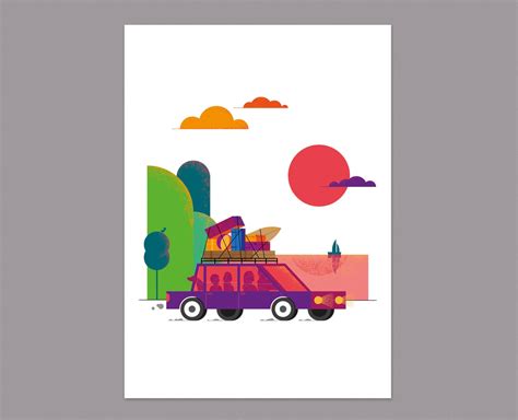 Family Vacation Poster Family Trip Poster Summer Print Road Trip Poster Travel Poster Sunset ...