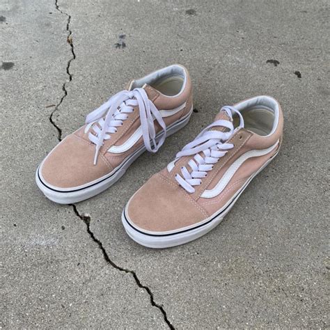 dust pink vans old skool. size: 7.5 m (9.0 w) - worn... - Depop