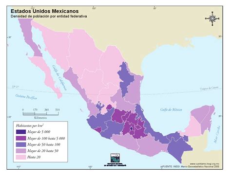 Mapa para imprimir de México Mapa demográfico de México. INEGI de México - Mapas Interactivos de ...