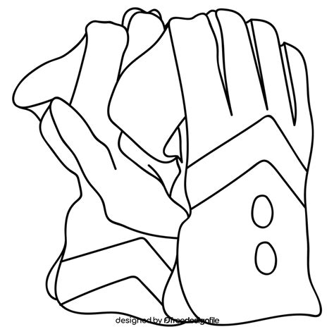 Cricket keeper gloves black and white clipart free download