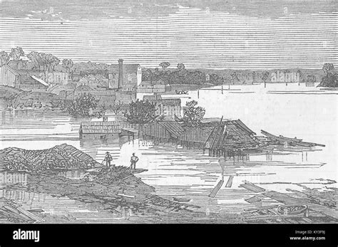 TENNESSEE Floods Cumberland River, Clarksville 1874. Illustrated London ...