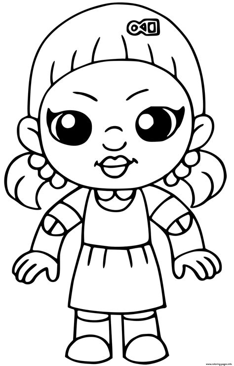 Squid Game Doll Red Light Green Light Coloring Page Printable - Coloring Home