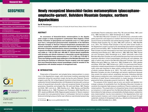 (PDF) Newly recognized blueschist-facies metamorphism (glaucophane ...